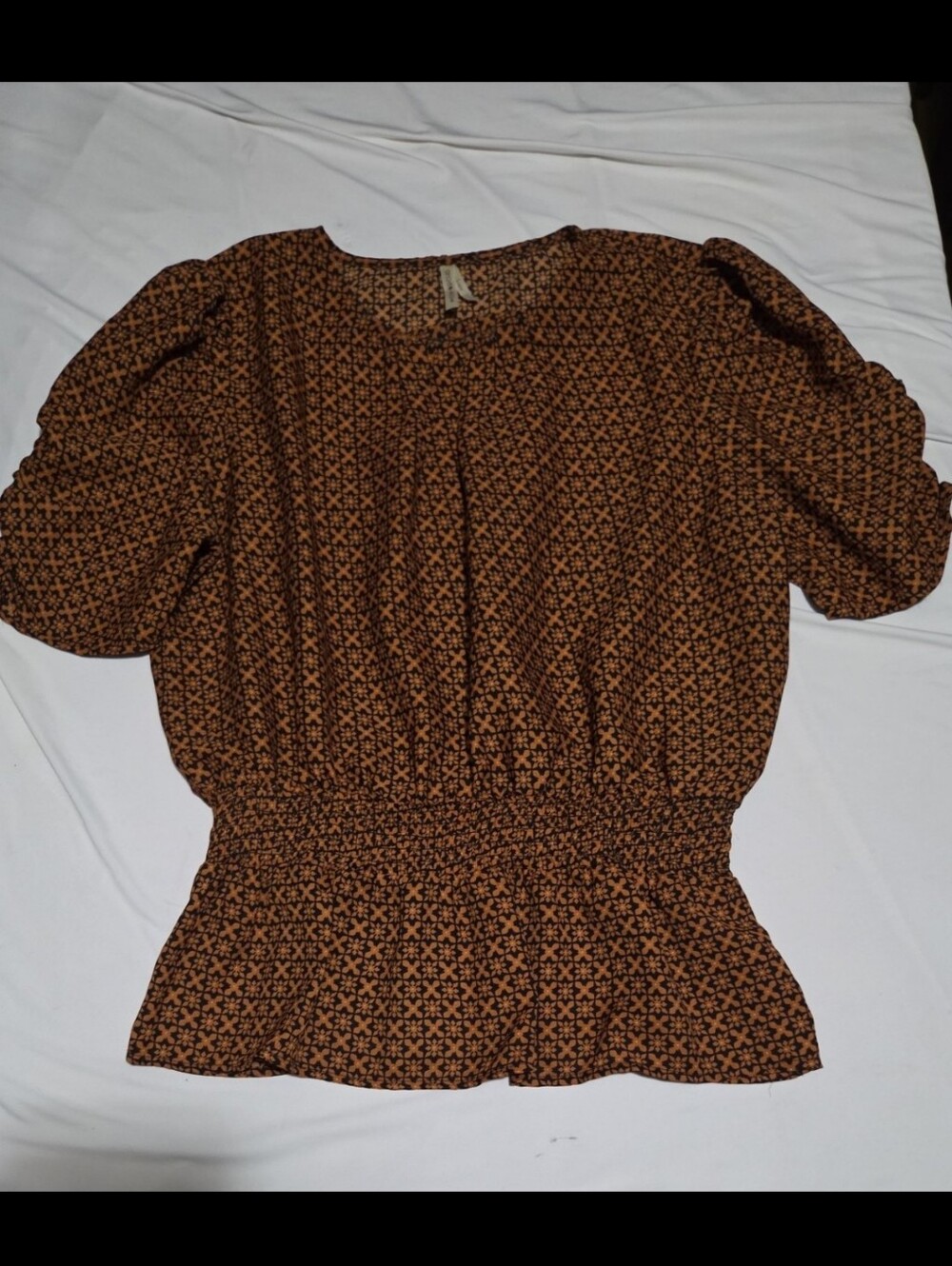 Moon orchard women's large orange patterned blouse #30